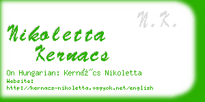 nikoletta kernacs business card